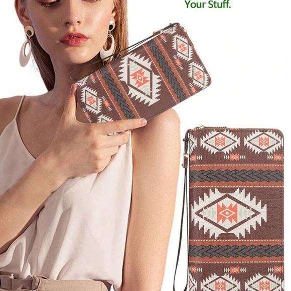 Brown Patterned Women's Clutch - Picture 2 of 5